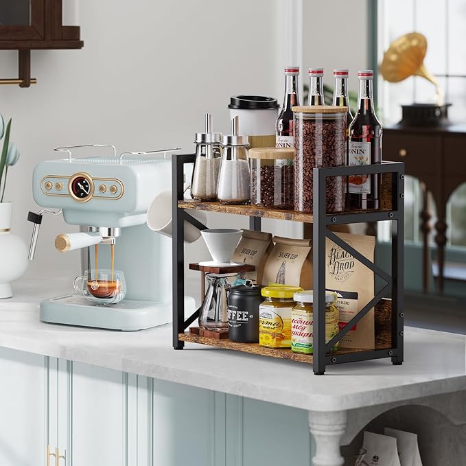 RUILALIFE 2 Tier Kitchen Counter Shelf Organizer, Coffee Bar Station Organizer - Image 3