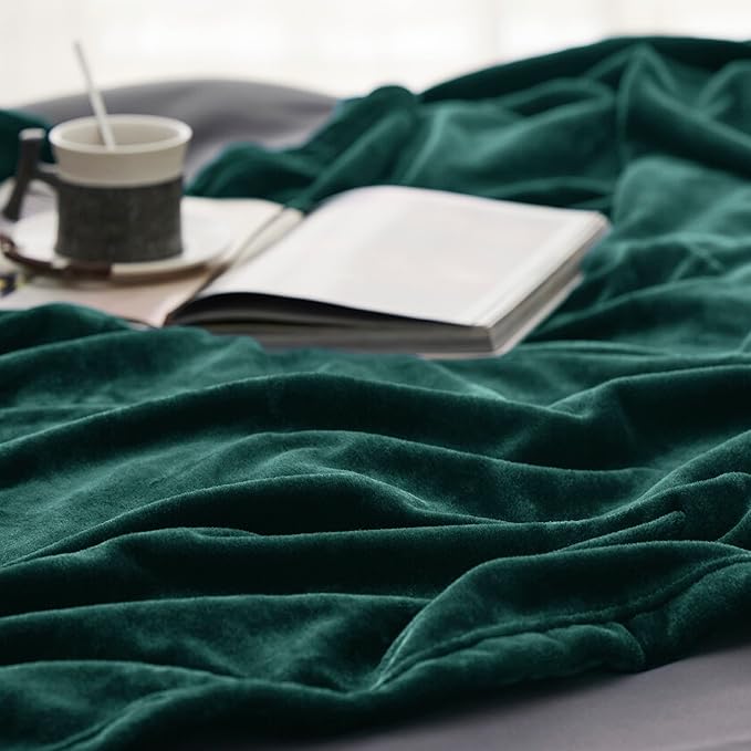 Bedsure GentleSoft Fleece Throw Blanket Forest Green - Image 4