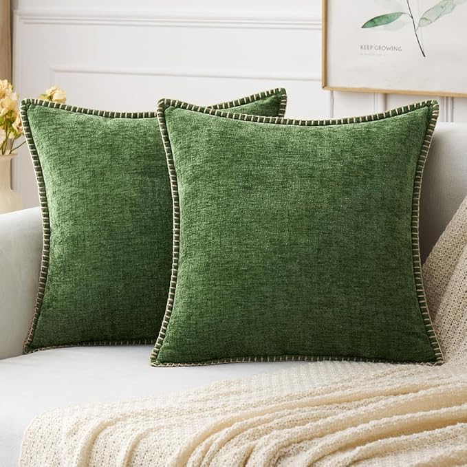 MIULEE Pack of 2 Christmas Pillow Covers 26x26 Inch Moss Green Farmhouse by MIULEE