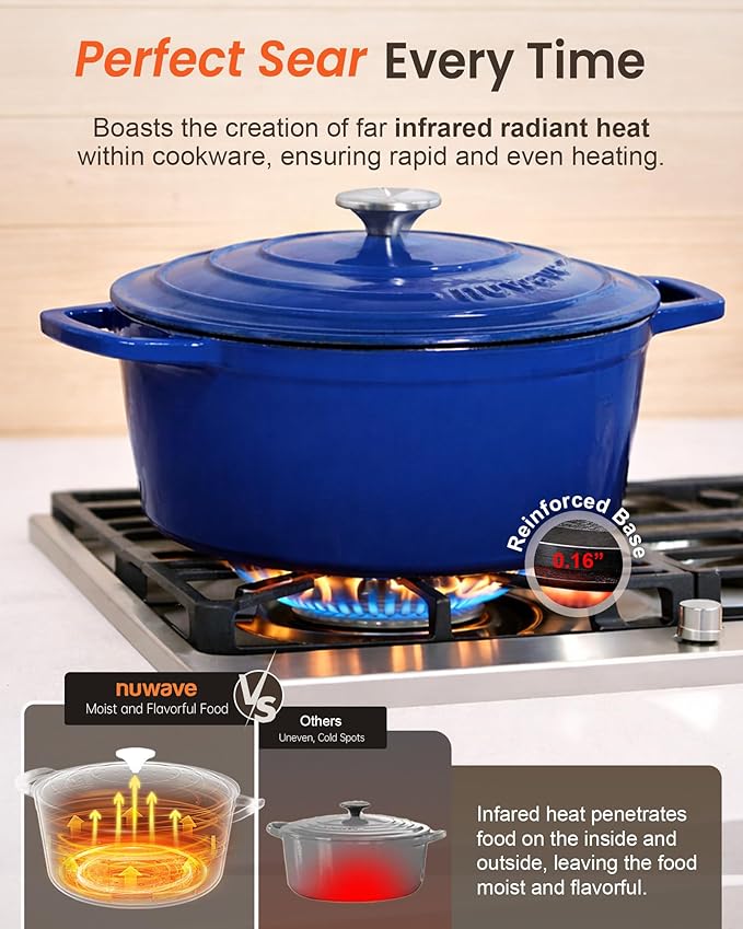 Nuwave 6QT Healthy Enameled Cast Iron Dutch Oven Pot