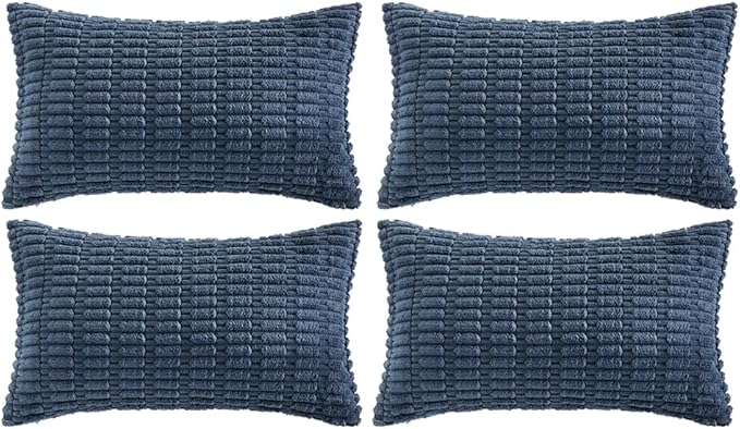 Fancy Homi 4 Packs Dusty Blue Decorative Throw Pillow Covers 12x20 Inch by Fancy+Homi