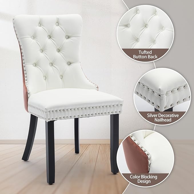 Velvet Dining Chairs Set of 2, High-end Tufted Upholstered Dining Chair with ...