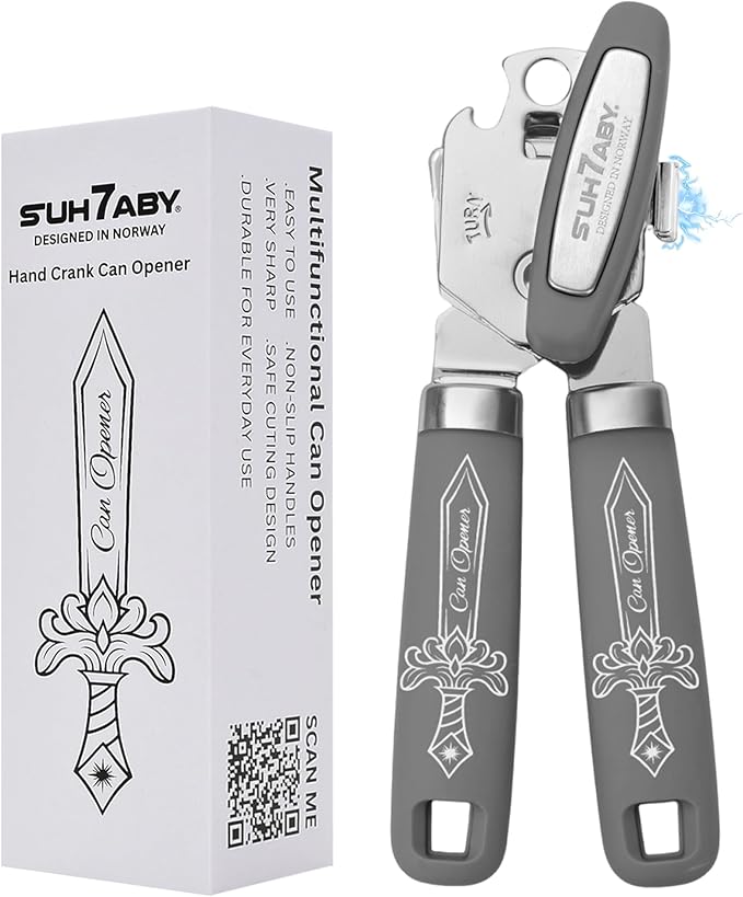 Manual Can Opener with Magnet, Heavy Duty Hand Can and Bottle Opener with by SUH7ABY