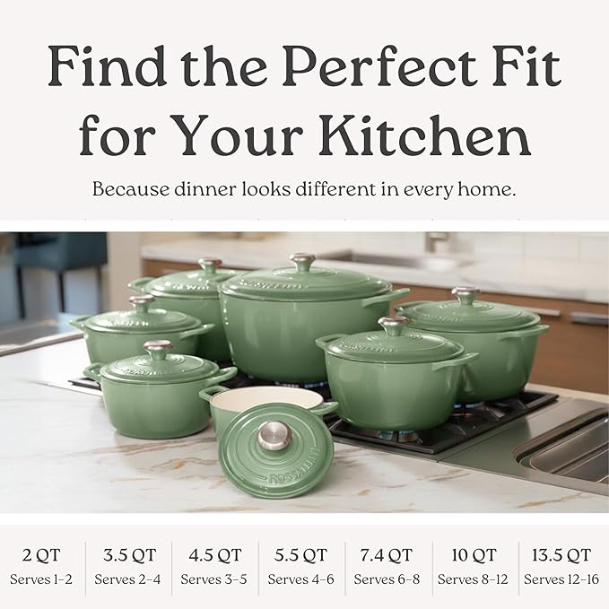ROSSALLINI Signature Enameled Cast Iron Dutch Oven, Non-Stick Serving Pot - Image 8