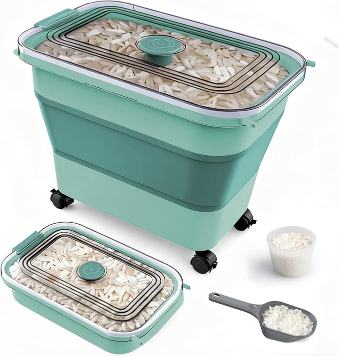 Rice Storage Container, Collapsible Airtight Food Storage Containers 20-30lbs by Komzon