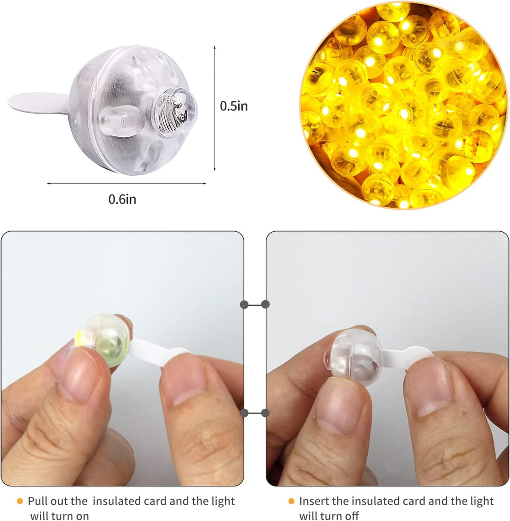 200pcs Yellow LED Balloon Light, Tiny Led Lights Round LED Ball Lamp for Ball...