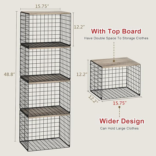4PCS Wider Closet Organizers and Storage, Stackable Closet Shelf Organizer - Image 2