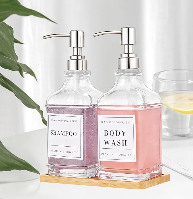 Glass Soap Dispenser with Pump, Countertop Soap and Lotion Dispenser Set of 2 - Image 8