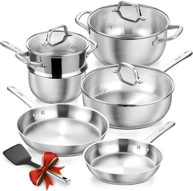 KOCH SYSTEME CS Stainless Steel Cookware Set 10 Piece, 18/10 Stainless Steel by KOCHSYSTEMECS
