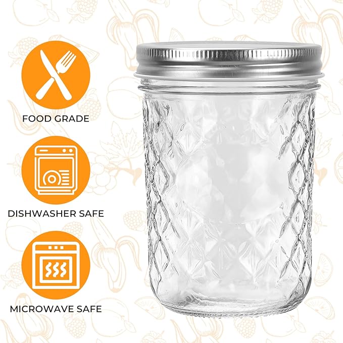 Eathtek 16oz Wide Mouth Glass Mason Jars 12 Pack, 480 ml Glass Canning Jars - Image 6