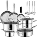 SuperCook Tri Ply Stainless Steel Cookware Set, 16-Piece Pots and Pans Set by SuperCook