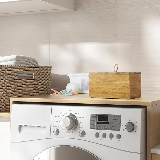 Bivvclaz Dryer Sheet Holder, Acacia Wood Laundry Sheets Container, Laundry Room - Image 5