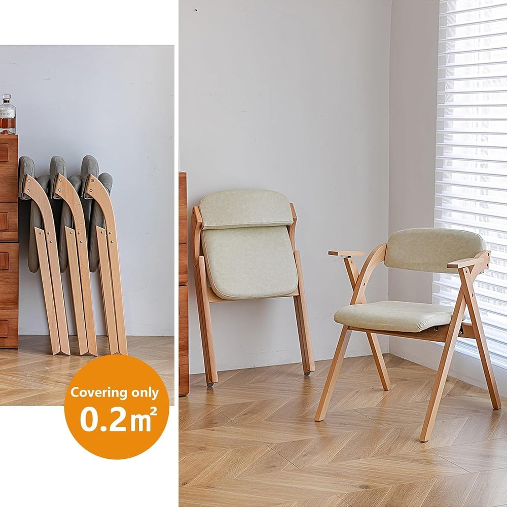 Foldable Chairs with Padded Seats and Solid Wood Frame for Dining Room, Livin...