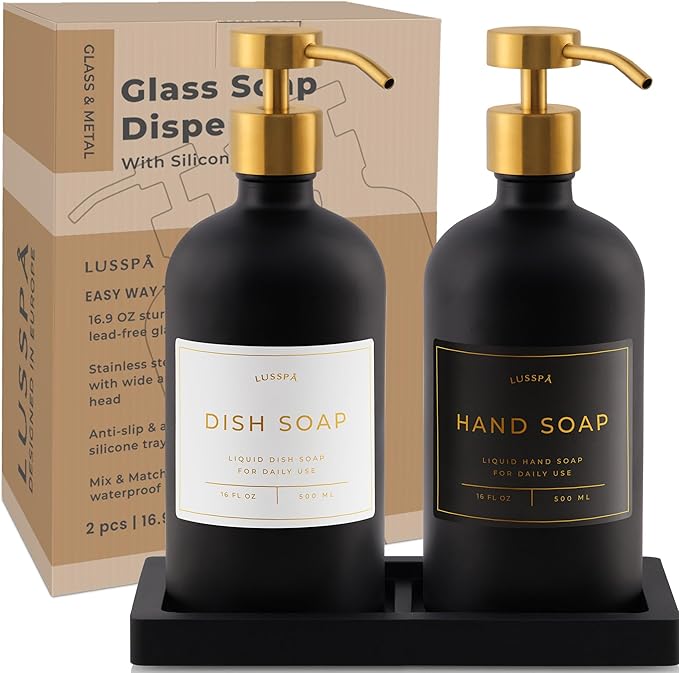 Glass Soap Dispenser Set of 2
