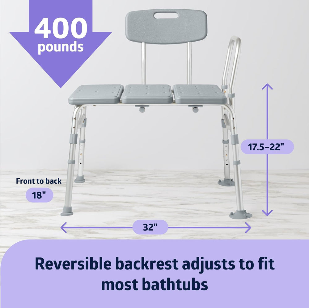 Medline Transfer Bench for Bathtubs and Showers, Adjustable Shower Bench and ...