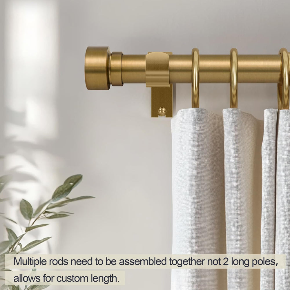 Lootkell Warm Gold Curtain Rods for Windows 72 to 144 Adjustable Length Heavy...