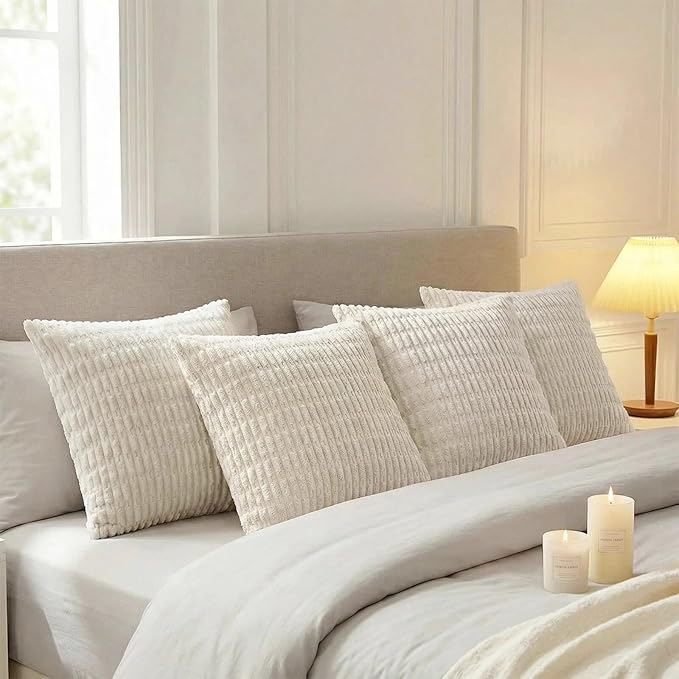 Fancy Homi 4 Packs Boho Cream Decorative Throw Pillow Covers 14x14 Inch - Image 3