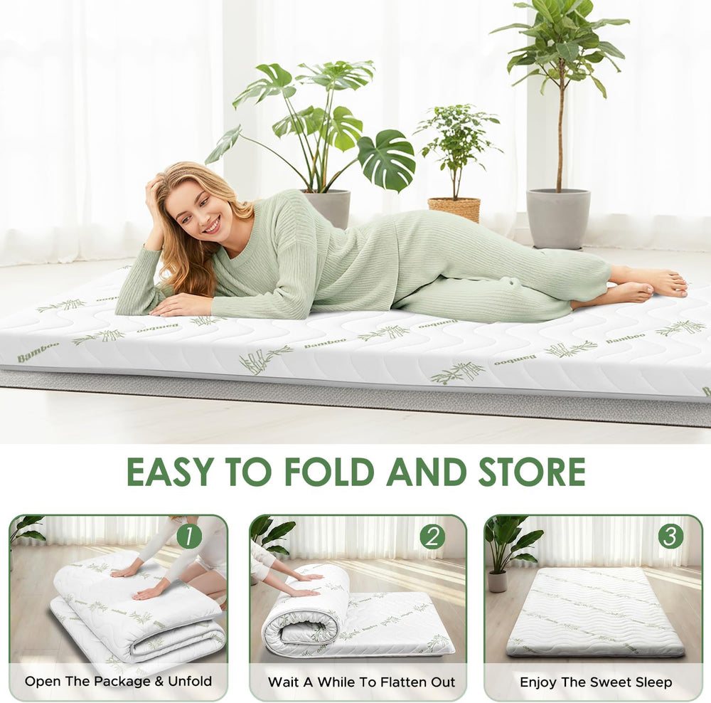 Japanese Floor Futon Mattress, 3.5" Thick Viscose Derived from Bamboo, Full