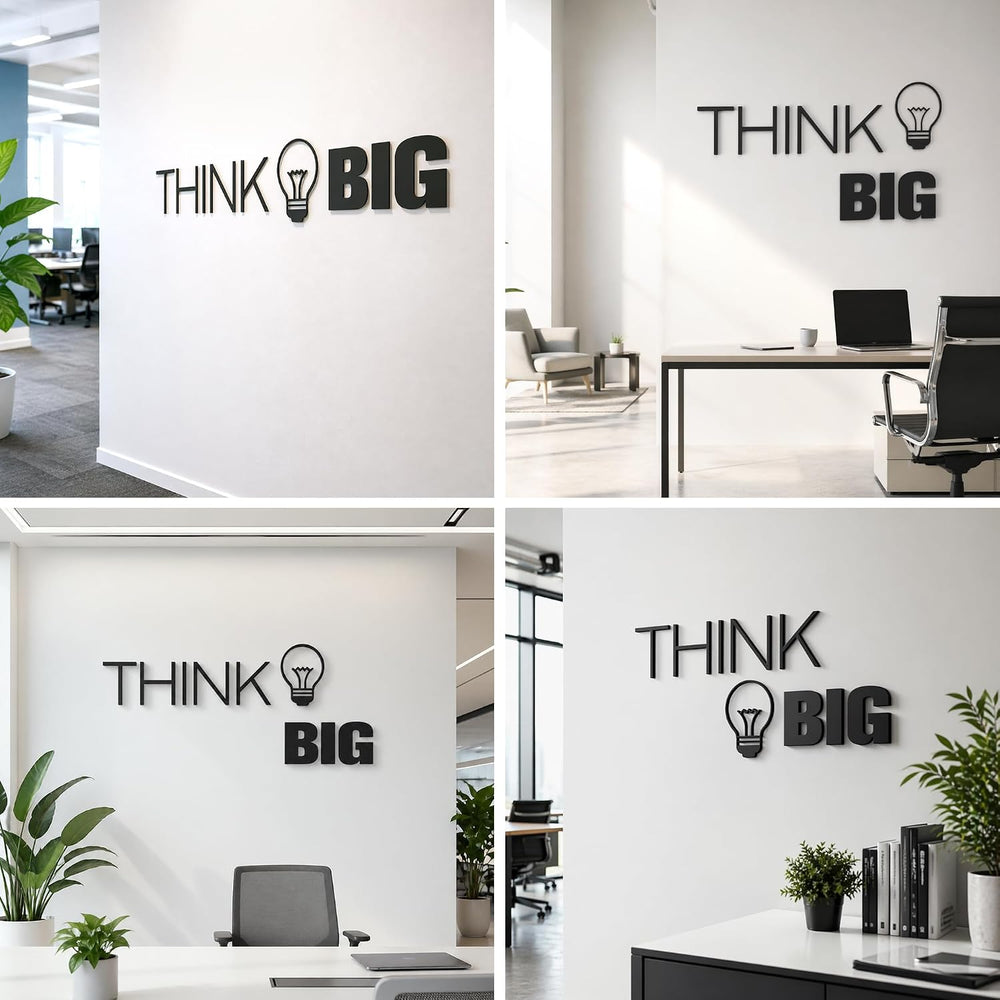 Office Wall Decor Inspirational Think Big 3D Quote Large Motivational 3D Offi...