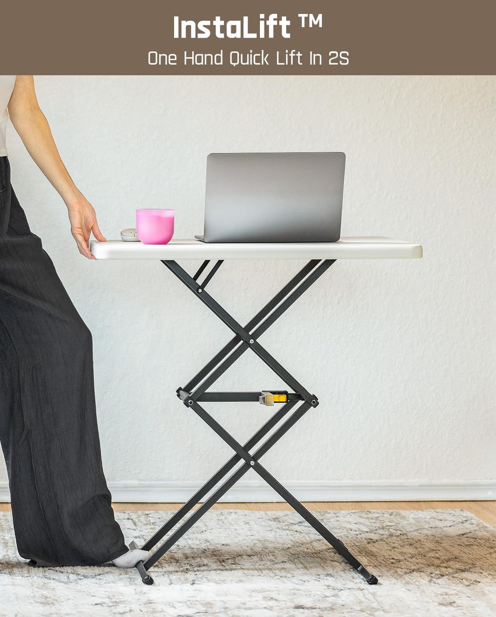 FanttikOutdoor Small Folding Table Quick Adjust 3 Heights, TV Tray, Dining
