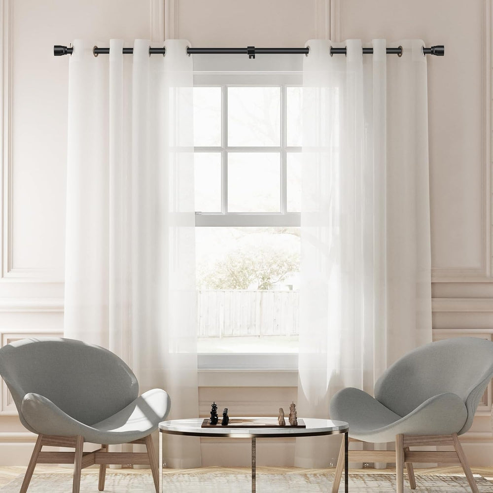 Curtain Rods 30 to 144 Inch 2 Pack Heavy Duty Adjustable Matte Black Rod