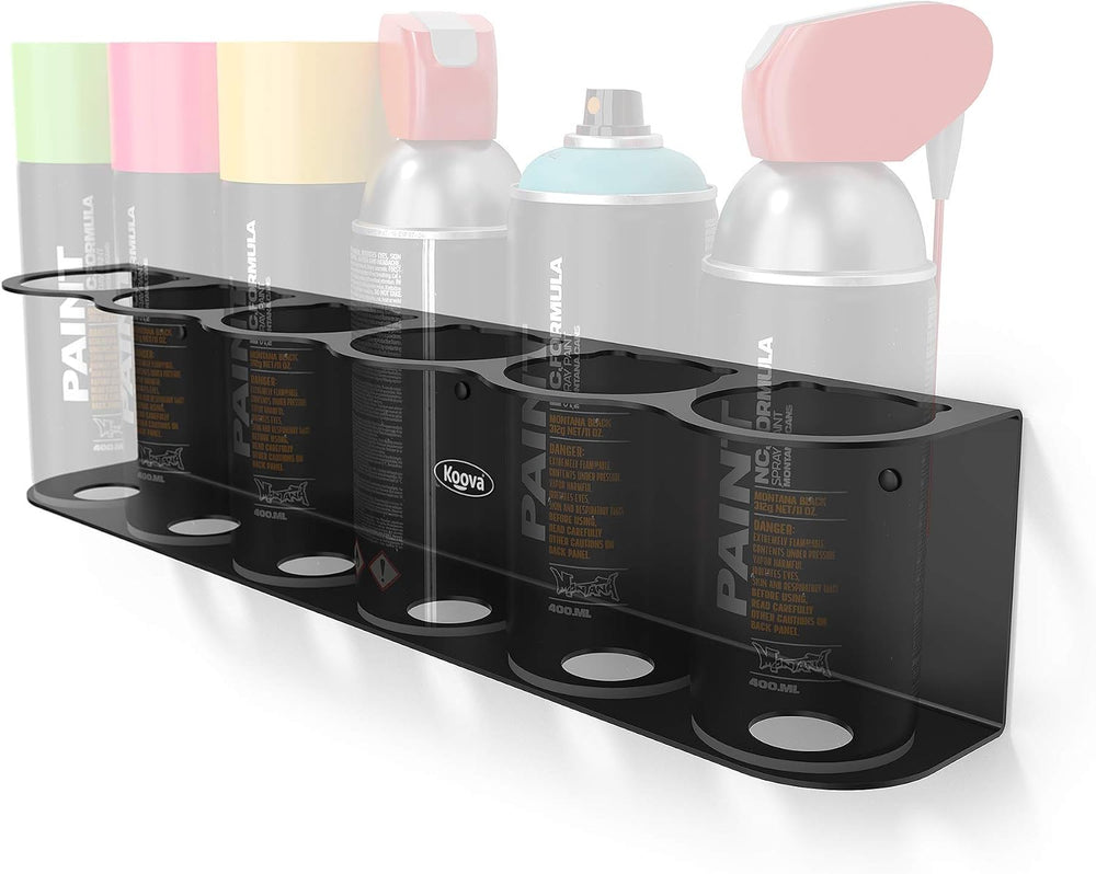 Koova 6 Aerosol Spray Can Holder | Easy Install Wall Mount | Heavy-Duty Powde...