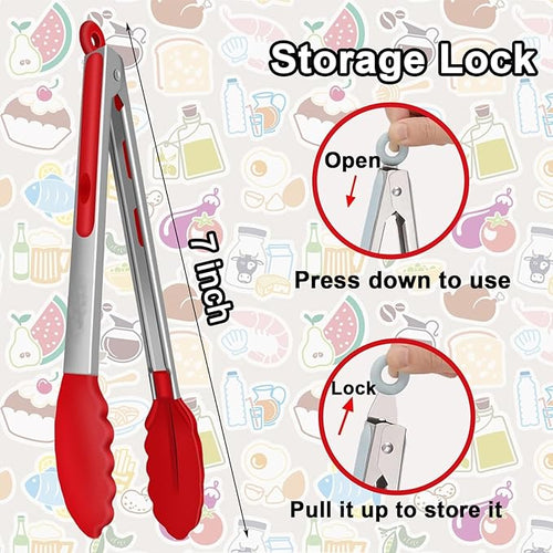 7 Pack Kitchen Tongs, Cooking Tongs - Image 2