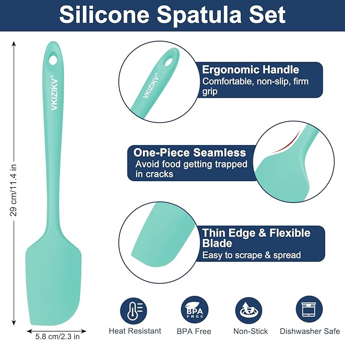 4 Pcs Silicone Spatula Set, 11.4 In, 600°F Heat Resistant Rubber Spatulas - Image 2