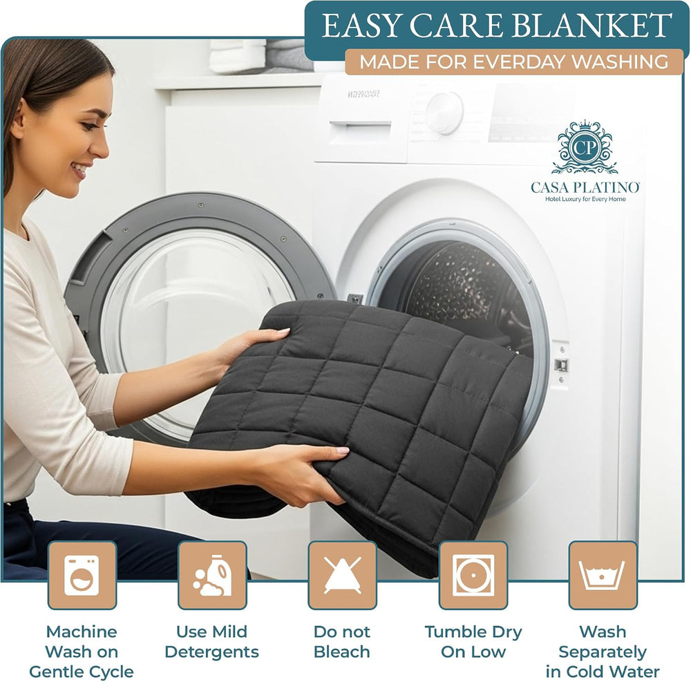 Casa Platino Twin Blanket for Bed, Down Alternative Quilted - Black