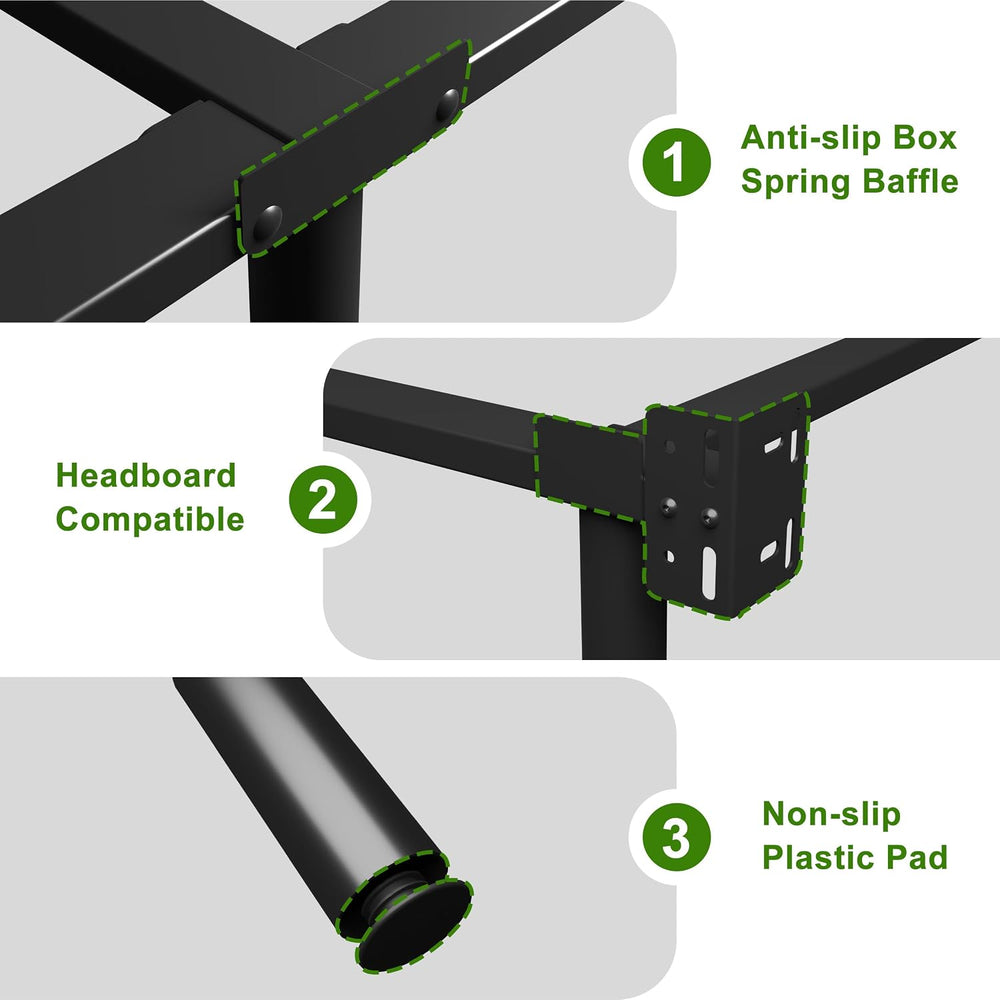 EMODA 7 Inch Full Size Bed Frame for Box Spring and Mattress, Black