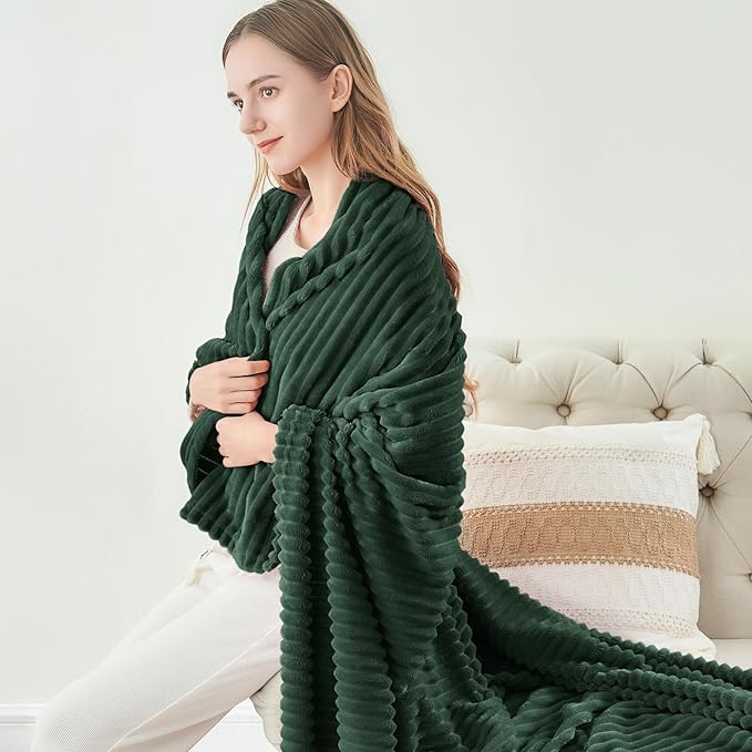 BEDELITE Fleece Blanket Twin Size – 3D Ribbed Jacquard Soft and Warm Decorative - Image 8