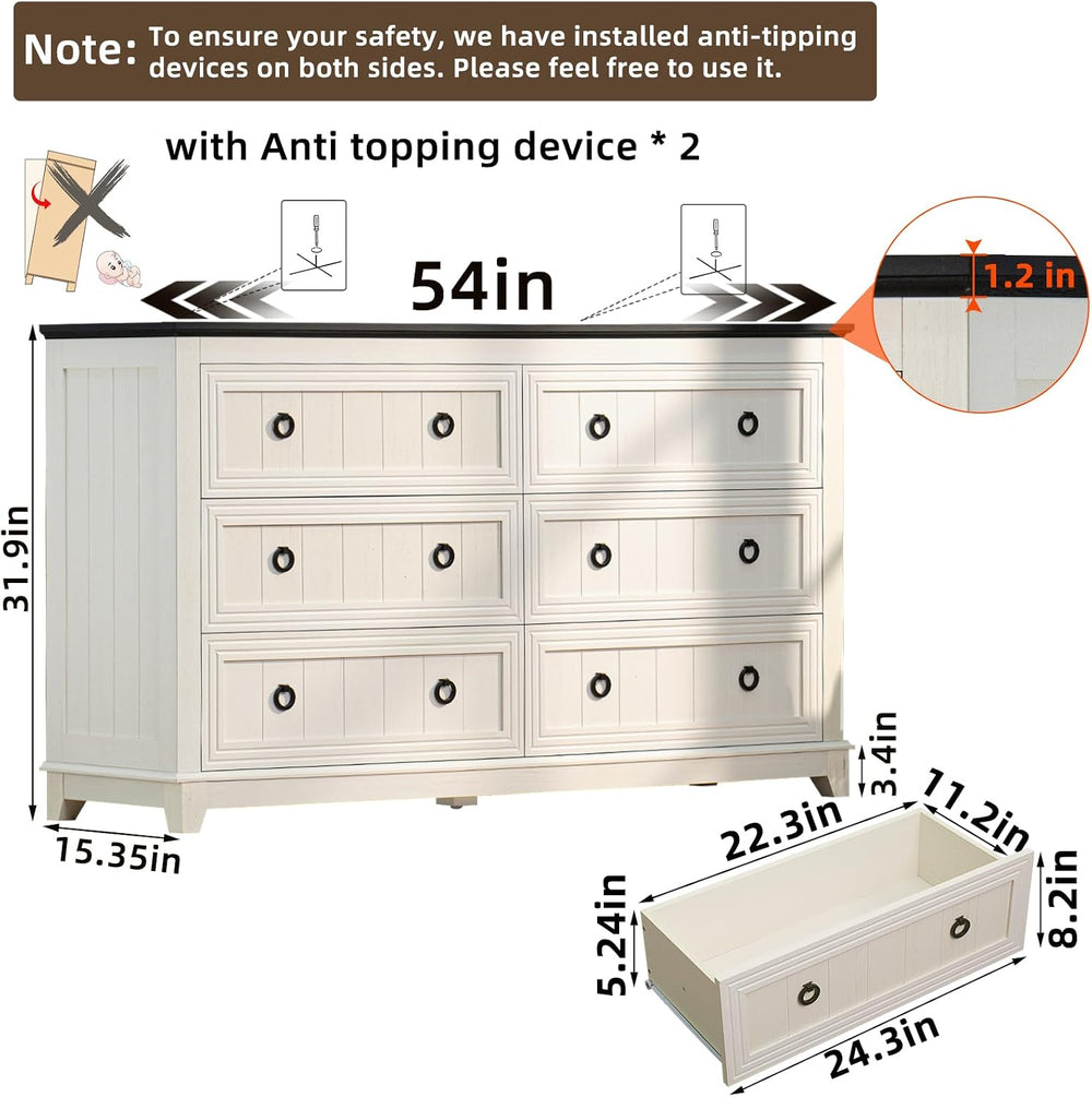 Joaxswe Farmhouse Dresser and Nightstand Set 3 for Bedroom