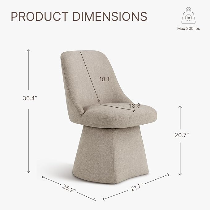 Swivel Dining Chairs Set of 1, Upholstered Mid Century Modern Deskchair with ...