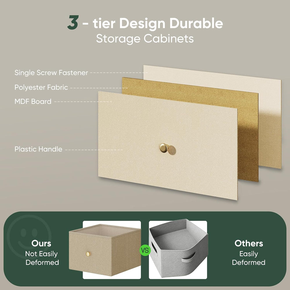Dresser for Bedroom with 9 Drawers, Anti-Tip Fabric Storage Tower