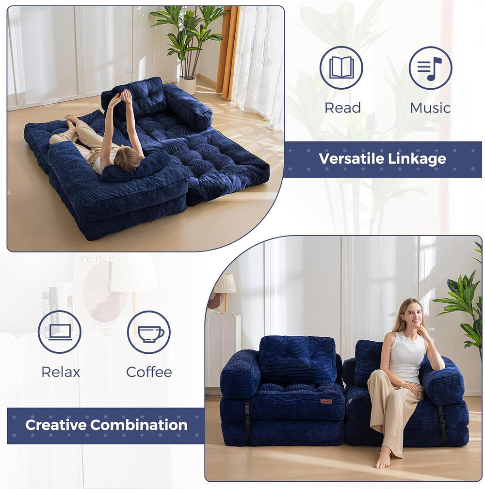MAXYOYO Folding Sofa Bed, Convertible Chair Bed with Pillow