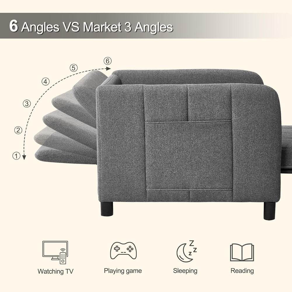 Sleeper Chair 84" Extra Long Convertible Chair Bed Upgraded 3-in-1 to 4-...