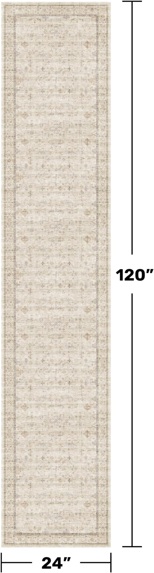Beige Cream 2x10 Long Hallway Runner Rug, Non Slip Farmhouse Kitchen Rugs - Image 2