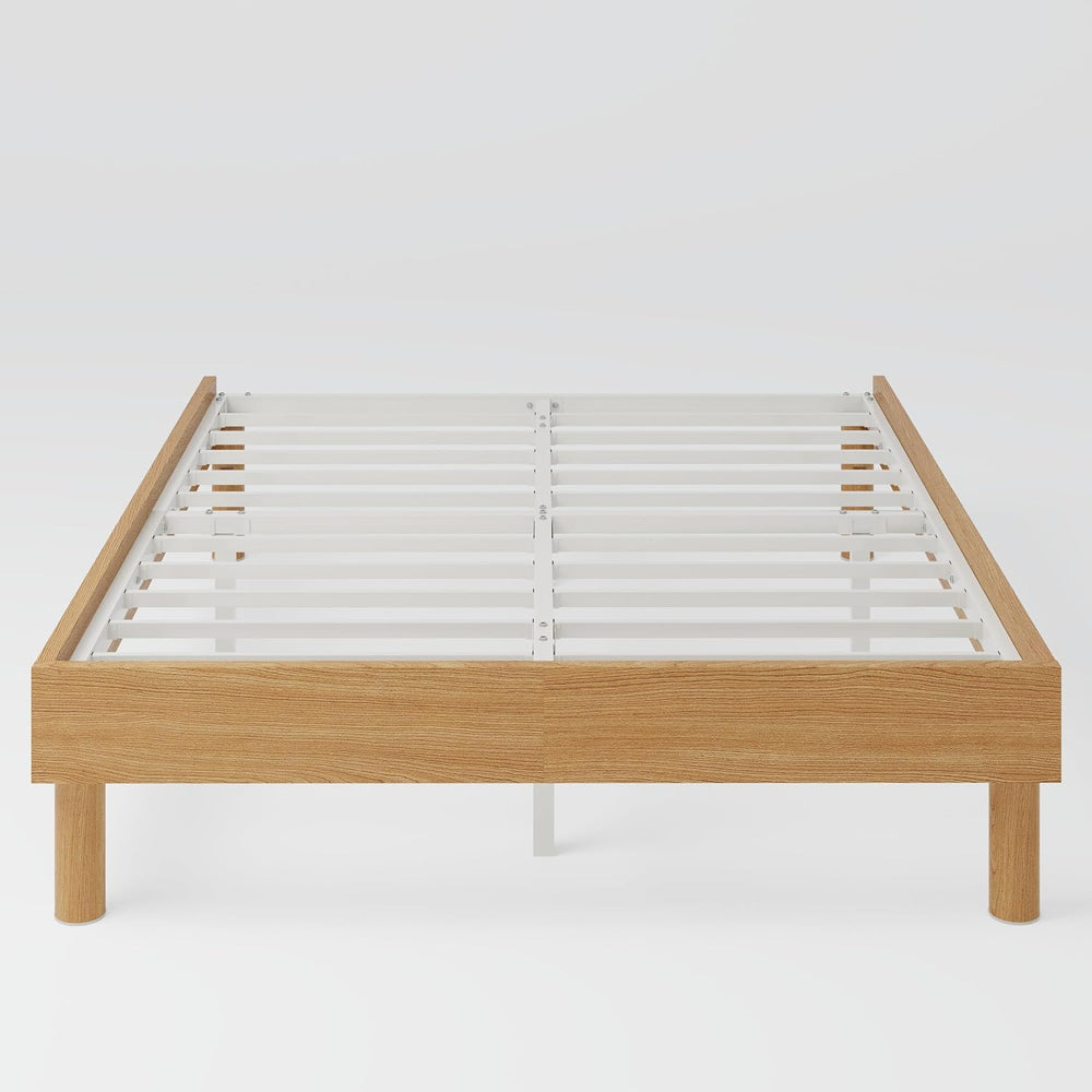 SHA CERLIN Full Size Wood Platform Bed, 7.9" Under-Bed Storage, Natural