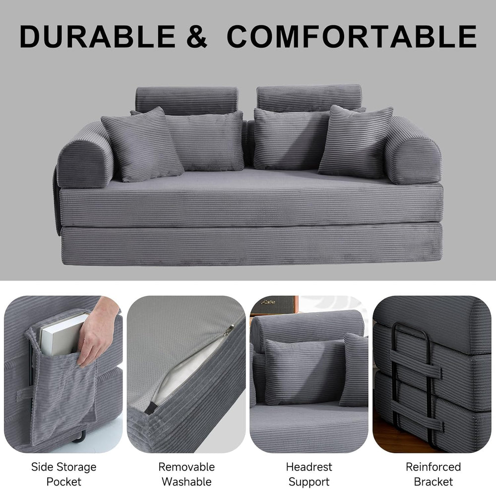 79" Convertible Futon Sofa Bed,High Back Boneless Couch for Living Room