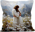 Christian Jesus Throw Pillow Covers Gifts 18x18, Jesus Hugging Woman Girl Decor Pillow Cases for Bedroom Living Room, Religious Cottagecore Decorative Square Pillowcases for Couch Bed Sofa