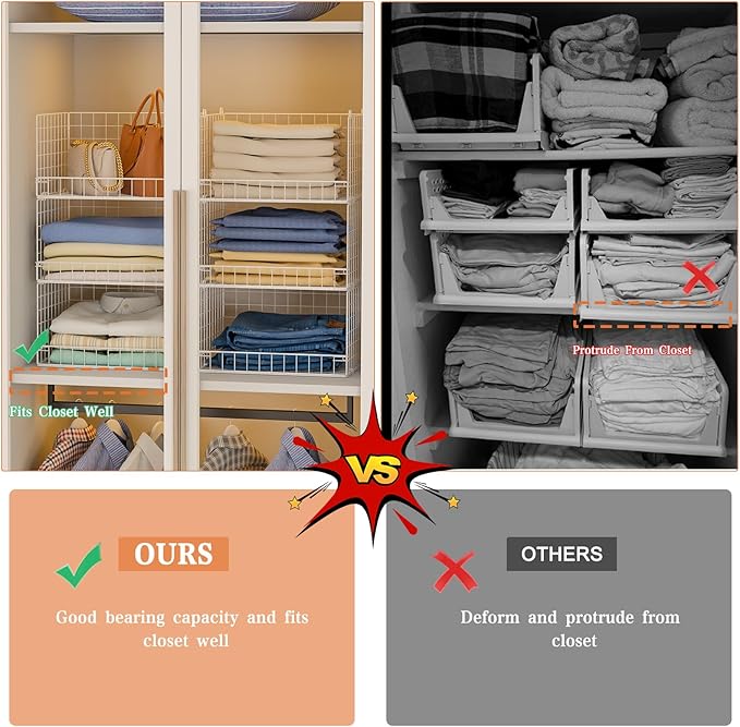 Yociyoga 6-Tier Stackable Closet Organizers and Storage Shelves, Closet Shelf - Image 4