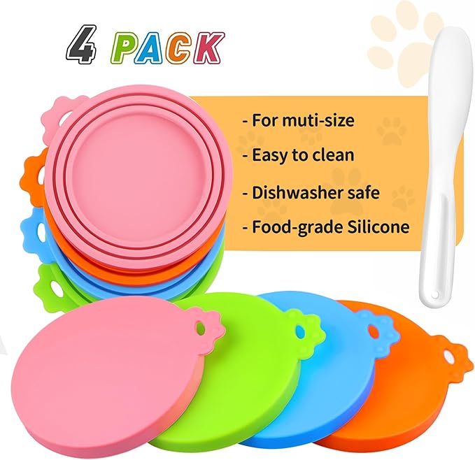 Lydia's Deal 4 Pack Universal Pet Food Can Covers, Silicone Lids - Image 9