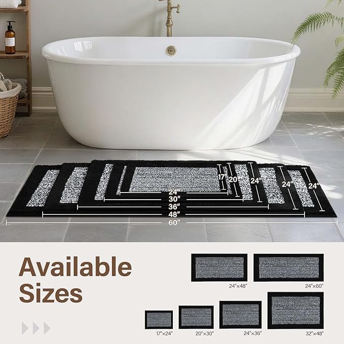 70x24 Long Bathroom Rugs Washable Non Slip, Soft Absorbent Quick Dry Mats - Image 6