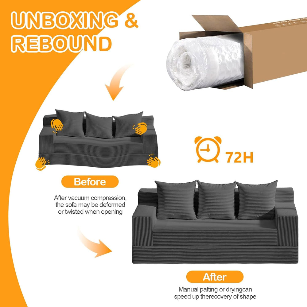 Erament 3 Seater Boneless Couch Sofa Bed, 78'' Corduroy Oversized Lov...
