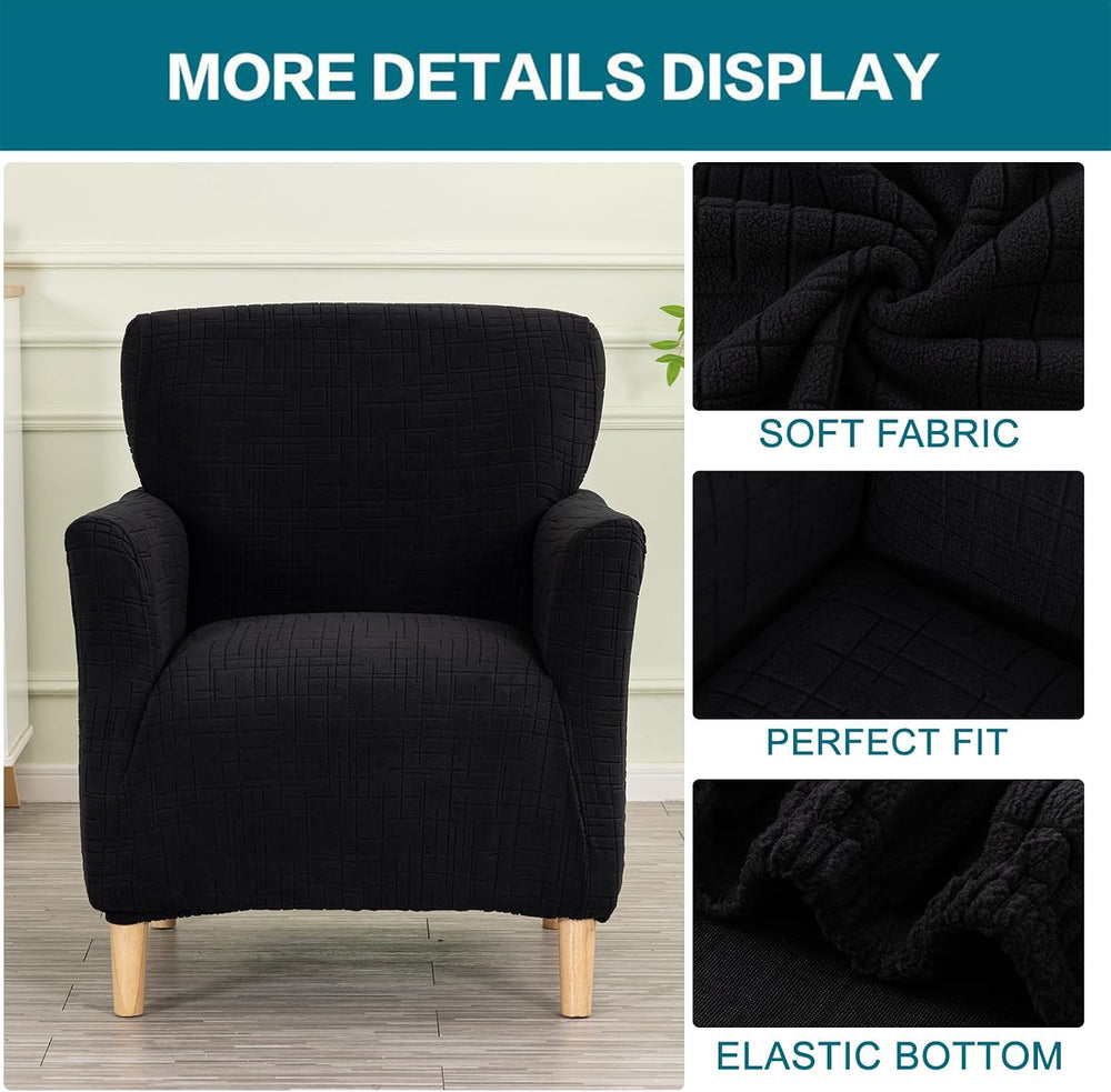 KRFOONN Chair Covers with Arms Armchair Slipcover for Living Room,2PC,Black