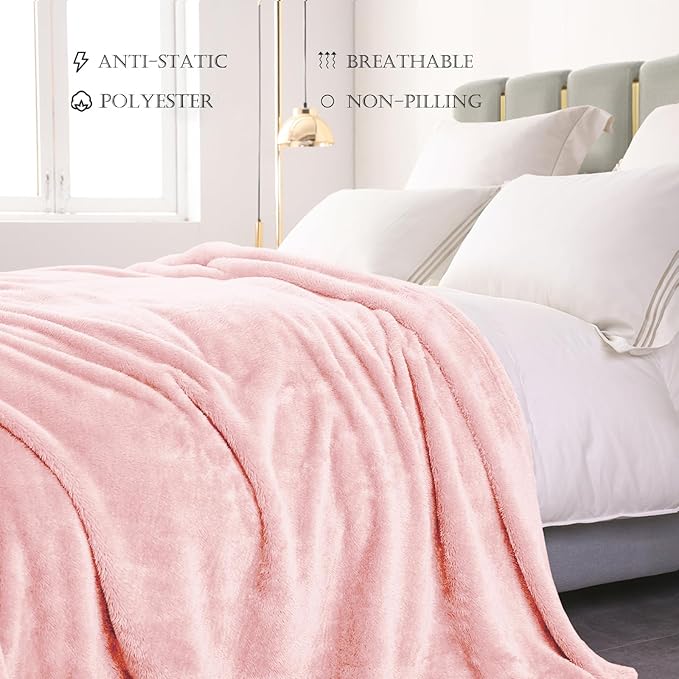 Exclusivo Mezcla Plush Fuzzy Fleece Bed Blanket Queen Size, Super Soft - Image 4