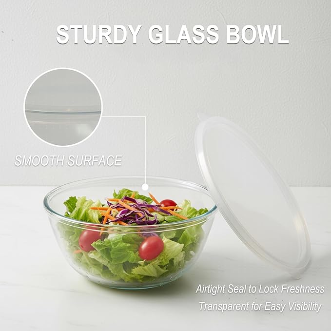 5 Quart Deep Big Glass Bowl