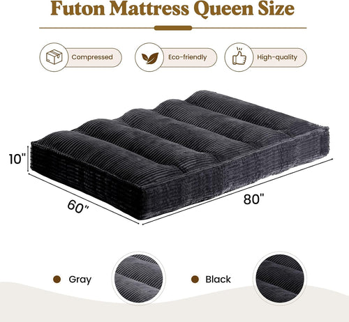 10" futon mattress queen size, ultra thick futons shown in use