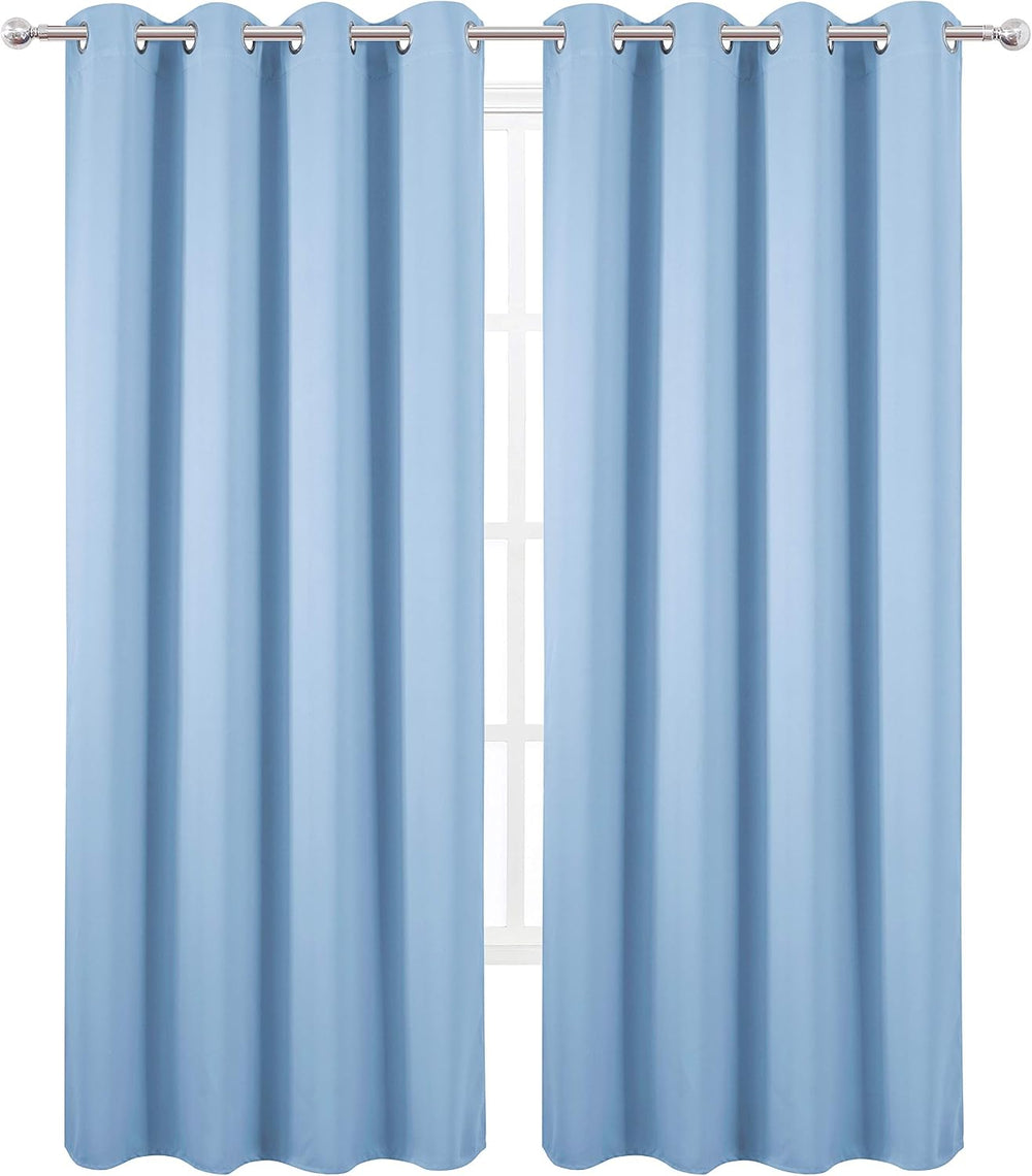 Sky Blue Thermal Blackout Curtains/52 x 84 Inch/Set of 2 Panels Room Darkenin...
