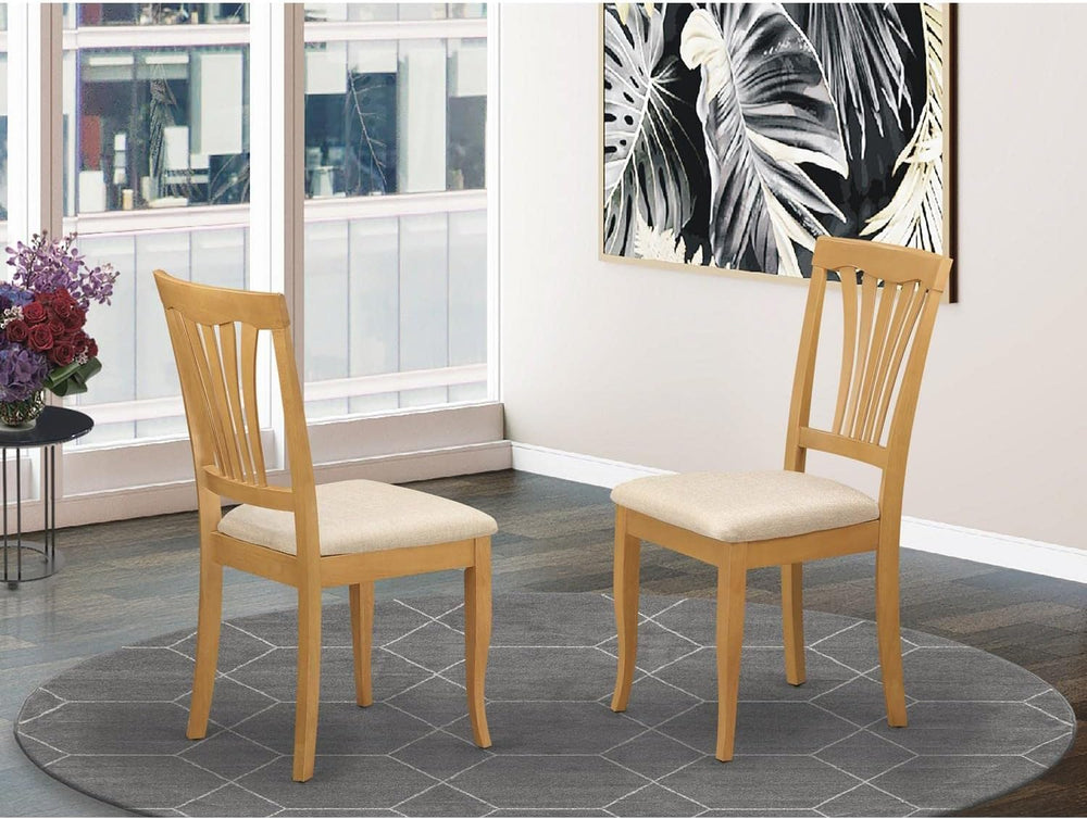 East West Furniture AVC-OAK-C Avon Kitchen Dining Chairs - Linen Fabric Uphol...